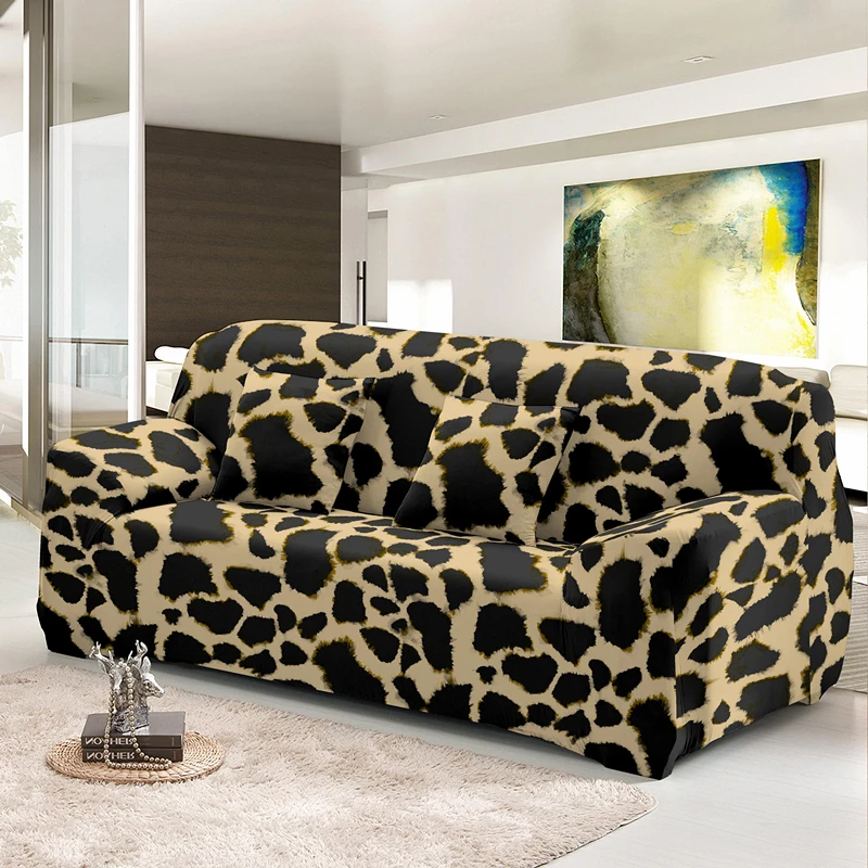 

Fashionable Leopard Print Stretch Cover For Sofa L Shape 1/2/3/4-seats Universal Elastic Slipcover Case Pillowcases Available