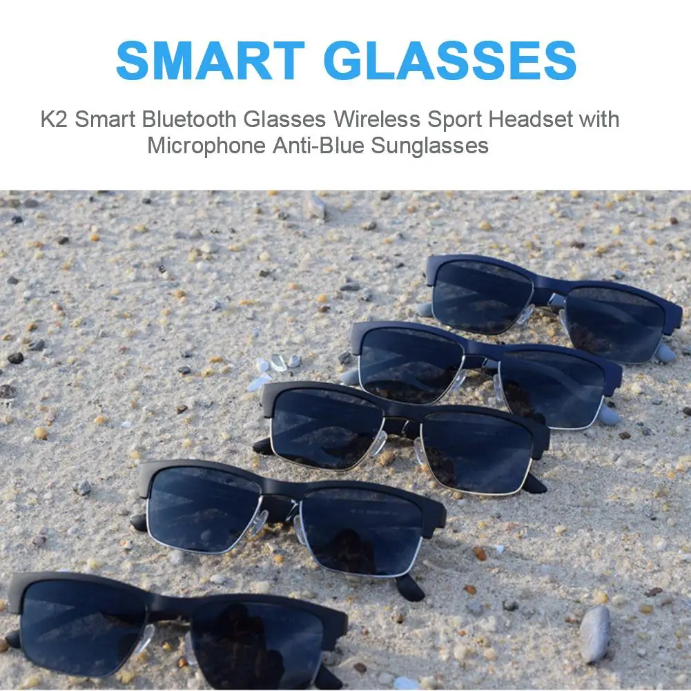 구매 K2 하이엔드 오디오 안경 골전도 스마트 헤드셋 2 In 1 무선 블루투스 호환 스마트 선글라스 핸즈프리 안경, 골전도 스마트 헤드셋