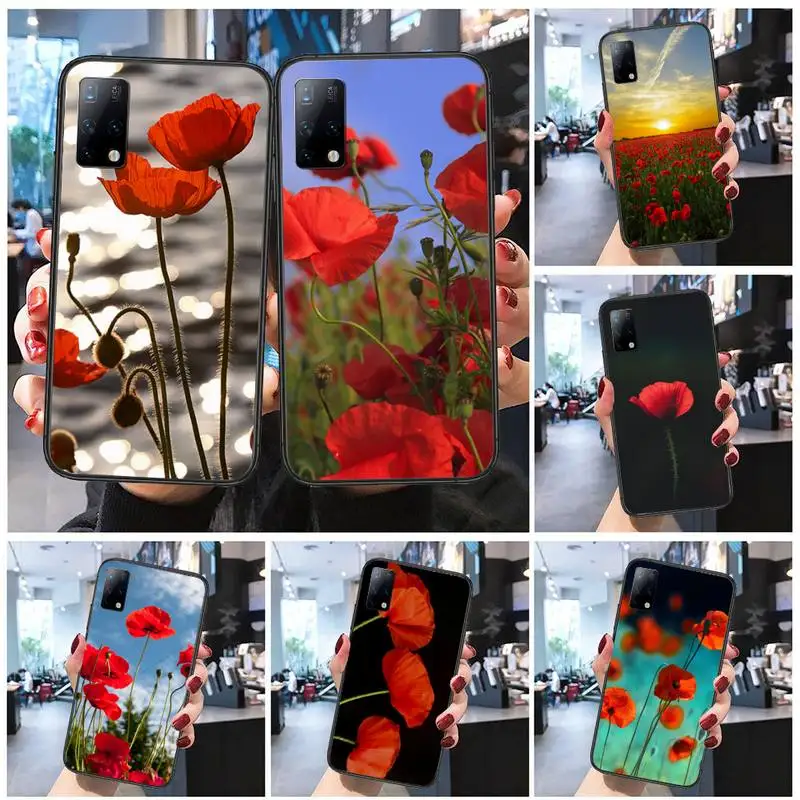 

Чехол для телефона с красным маком для Xiaomi 9t pro lite 10 MIX 2S 3 note10lite 8 cc9 pro nax fundas cover