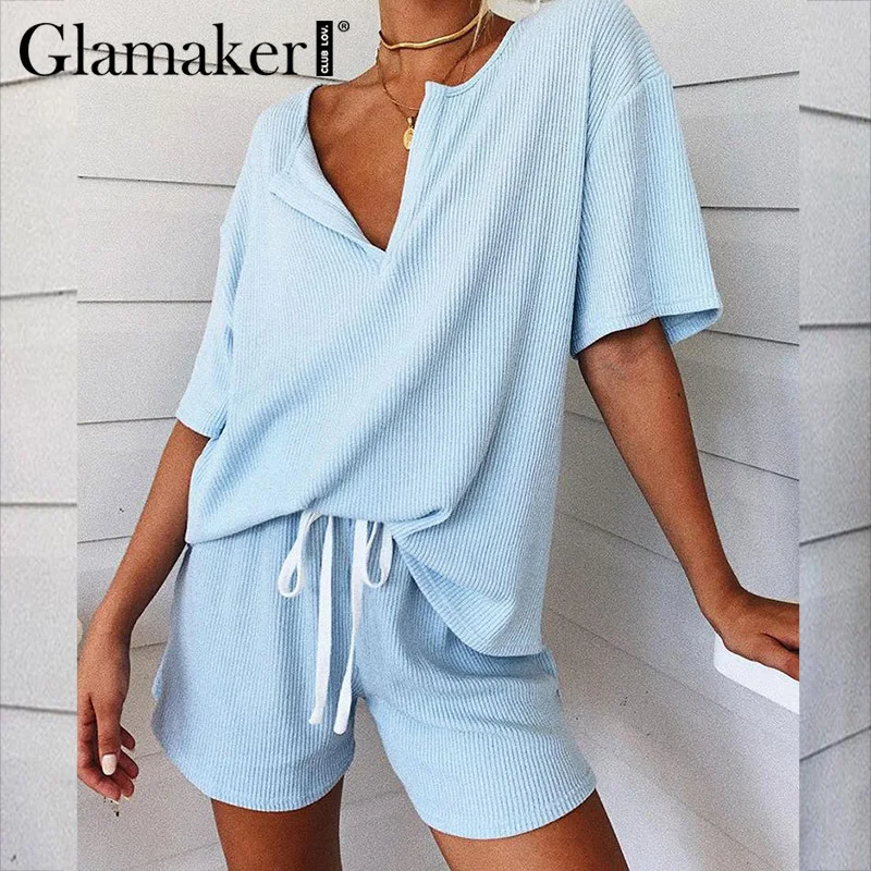 Женский комплект из двух предметов Glamaker повседневный летний свободный клубный