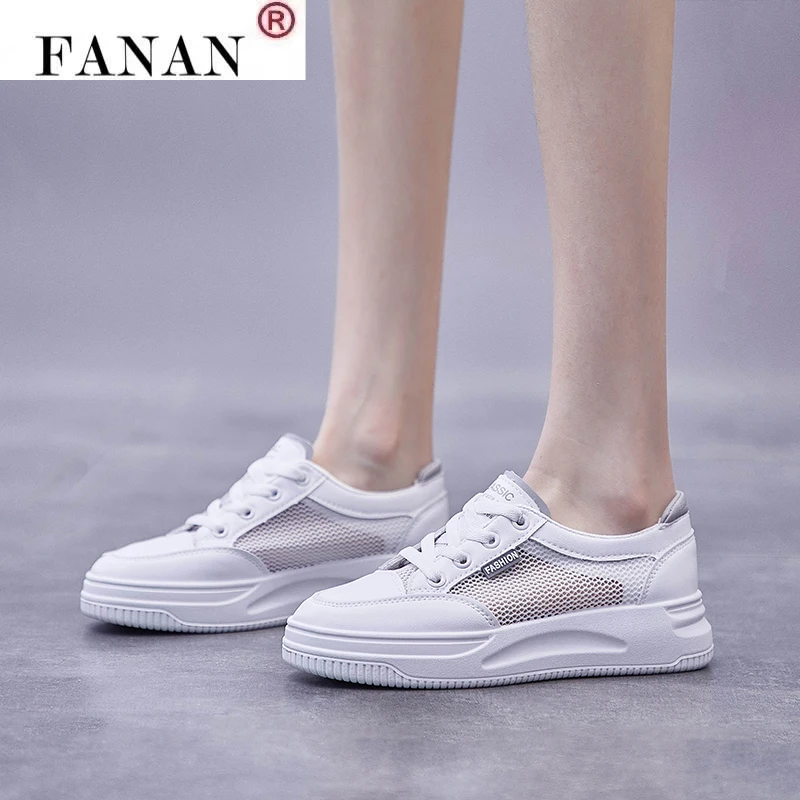 

2021 New Women Casual Shoes Breathable Mesh White Shoes Summer Flats Casual Sneakers Flat Sneakers Women's Vulcanized Non-Slip