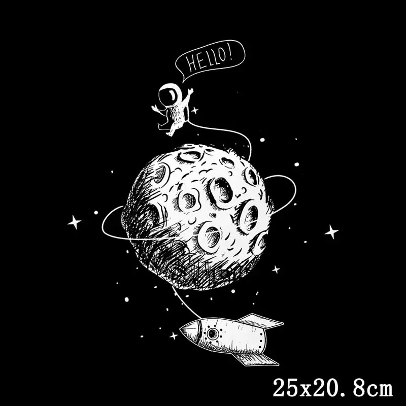 Prajna Space UFO Heat Transfer For Clothing Printed Earth Iron-on Thermal Stickers Hippie Transfers Applique Stripes Accessories | Дом и сад