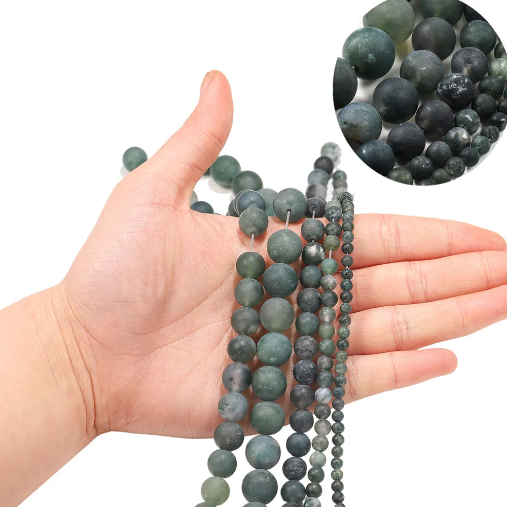 

Natural Matte Aquatic Green Agates Bead Stone Round Loose Spacer Beads For Jewelry Making DIY Bracelet Accessories 4 6 8 10 12mm