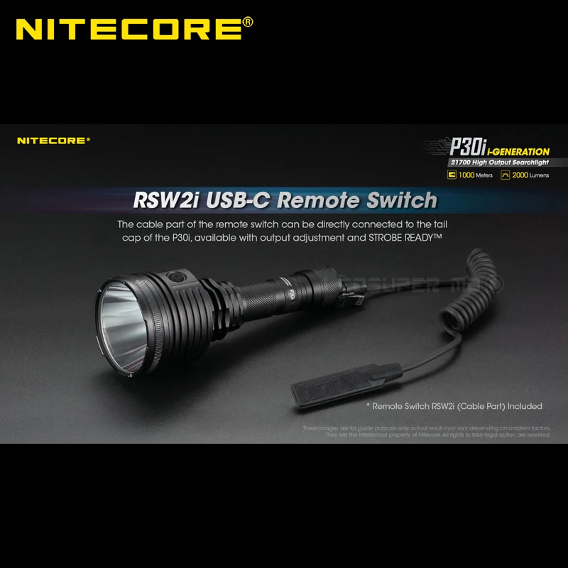 Охота светильник 1000 м длинный заброс NITECORE P30i 2000 люмен 21700 высокое Выход поиск флэш
