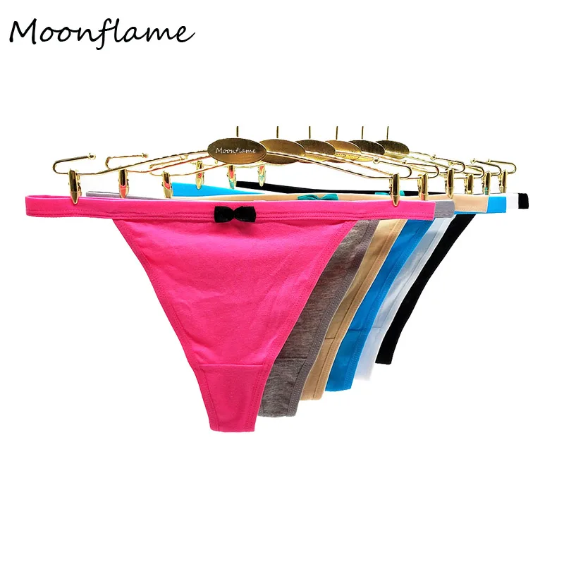 Moonflame 5 шт./лот Новое поступление 2020 Tanga Сексуальное белье, хлопковые стринги, нижнее белье M L XL 87363 - изображение