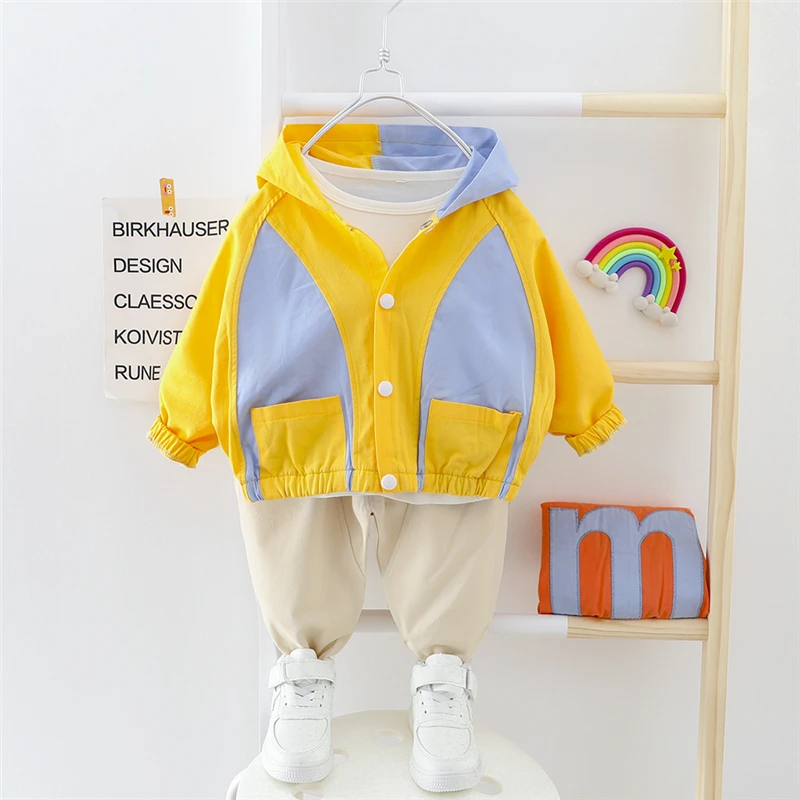 HYLKIDHUOSE Baby Girls Boys Clothing Sets 2020 Spring Kids Patchwork Coats Pants Toddler Infant Casual Clothes Children | Детская одежда