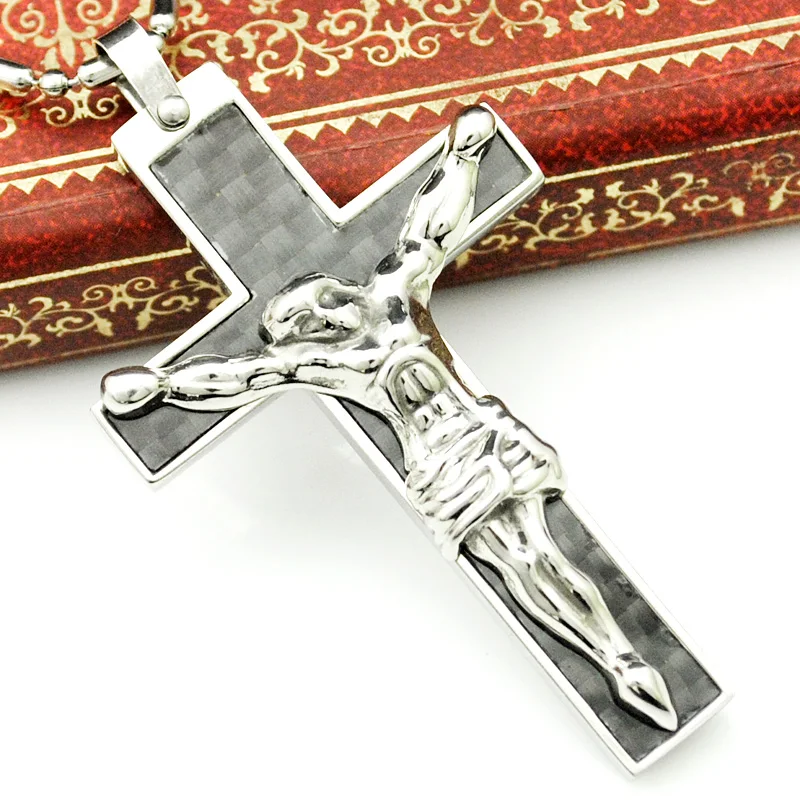 Ожерелье с кулоном в виде Креста Иисуса для мужчин и женщин из нержавеющей стали