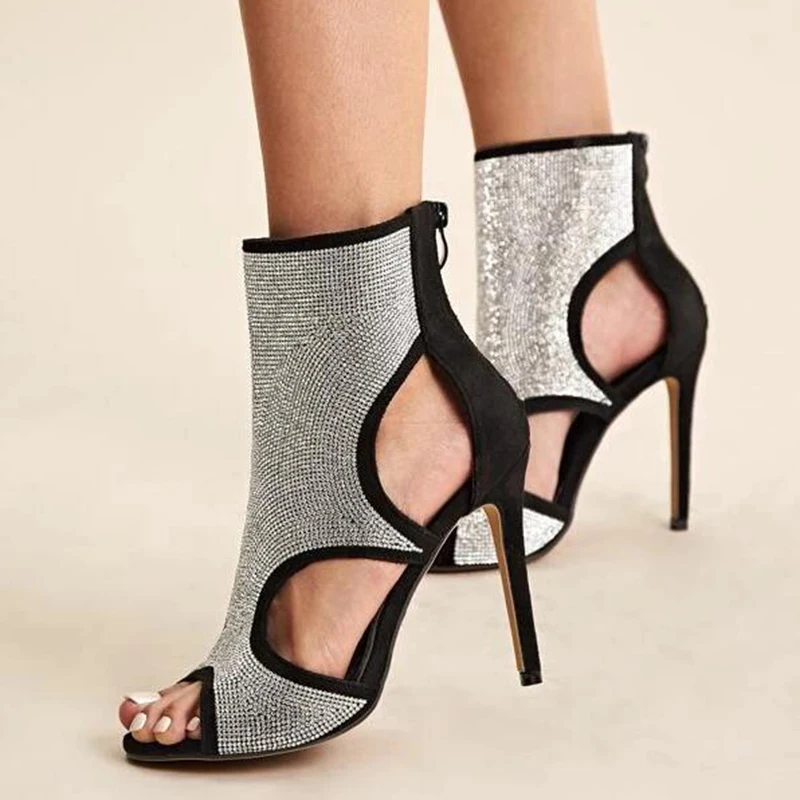 Kcenid пикантные туфли с открытым носком и стразами стразы женские ботильоны