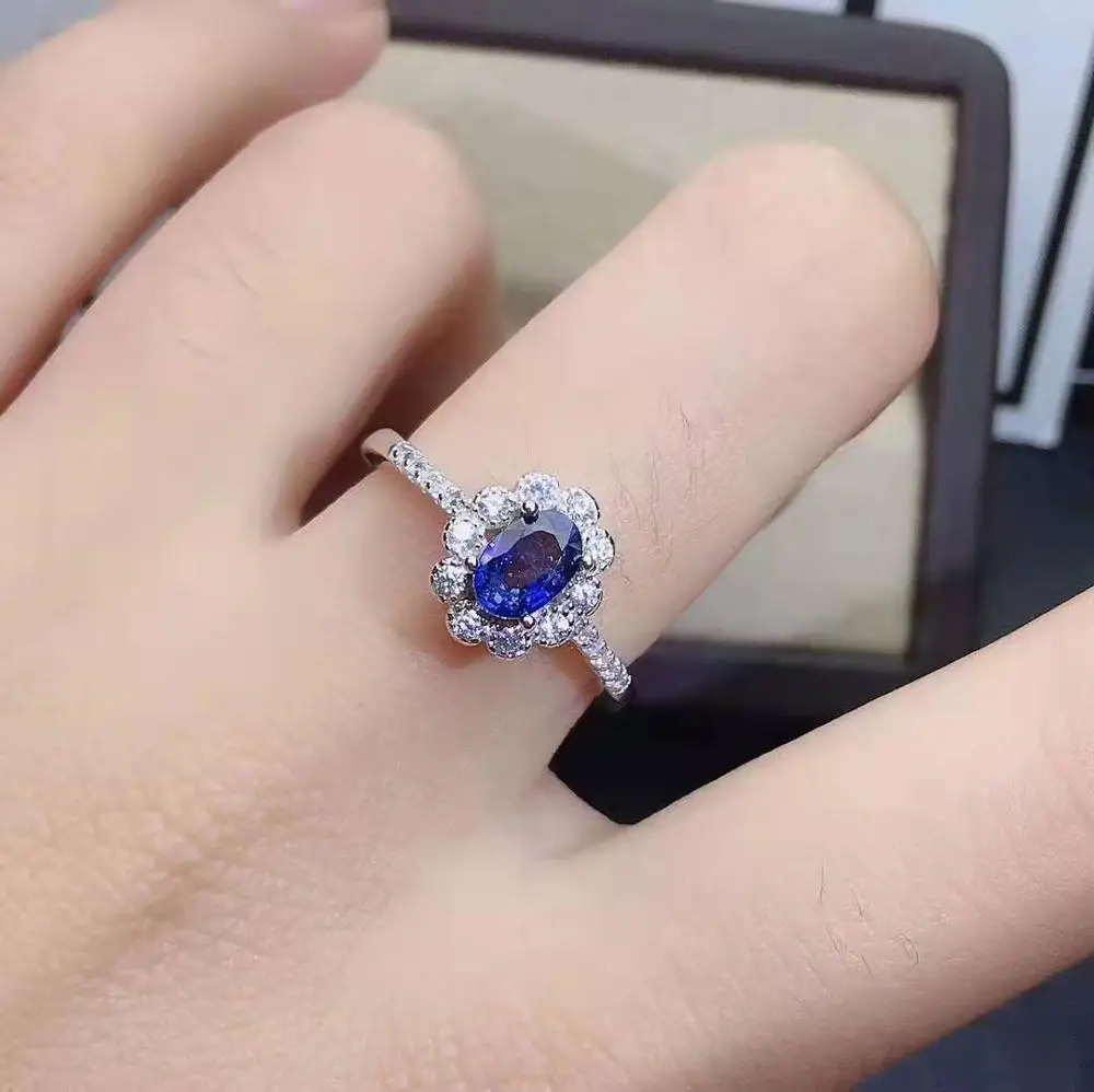 Комплект из кольца и серёг с натуральным сапфиром|Ювелирные наборы| |