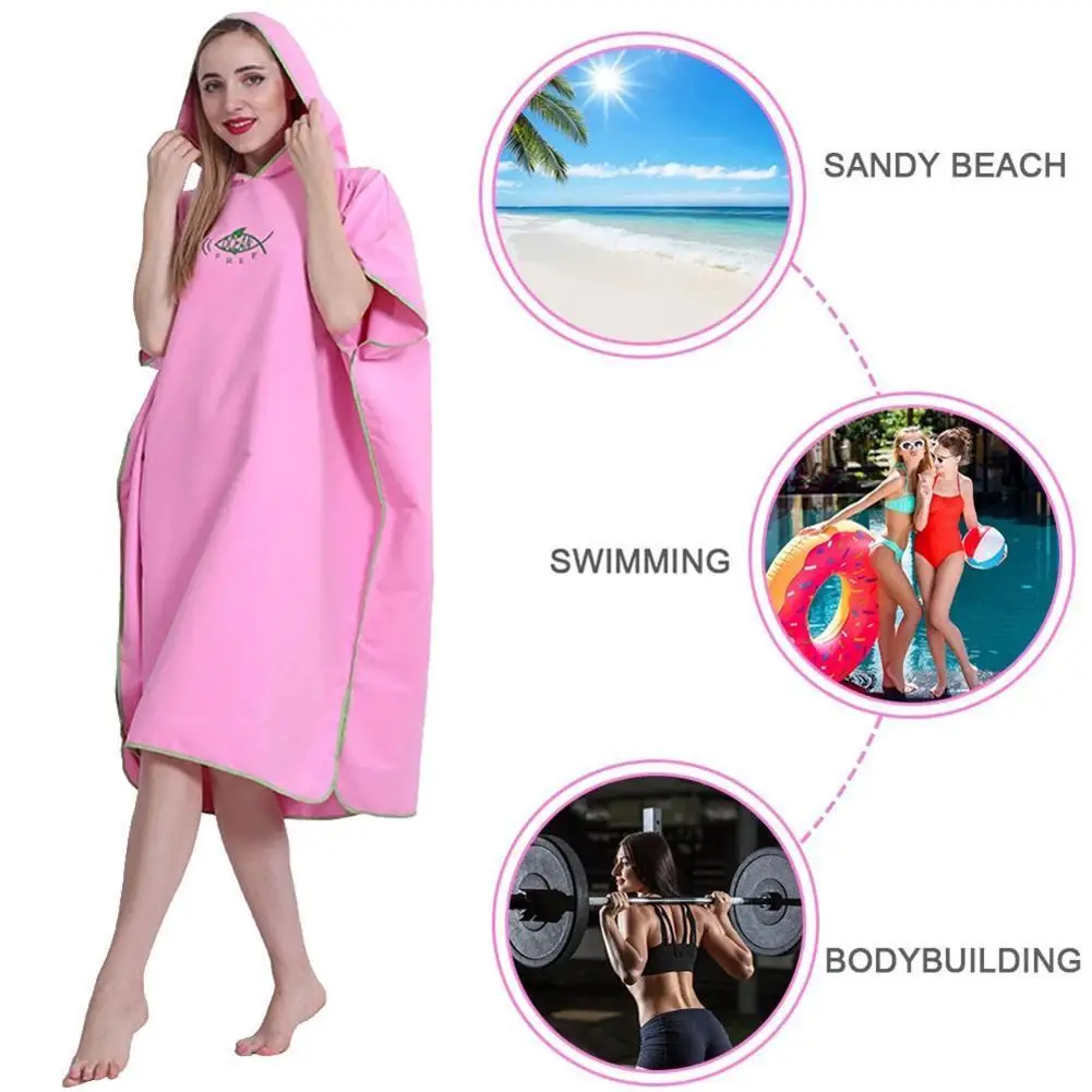 

Outdoor Bath Towel Hooded Robe Poncho Quick Dry Swimming Towel Changing Accessories Drying Bathrobe Quick Bath Beach Surf R Q1G0