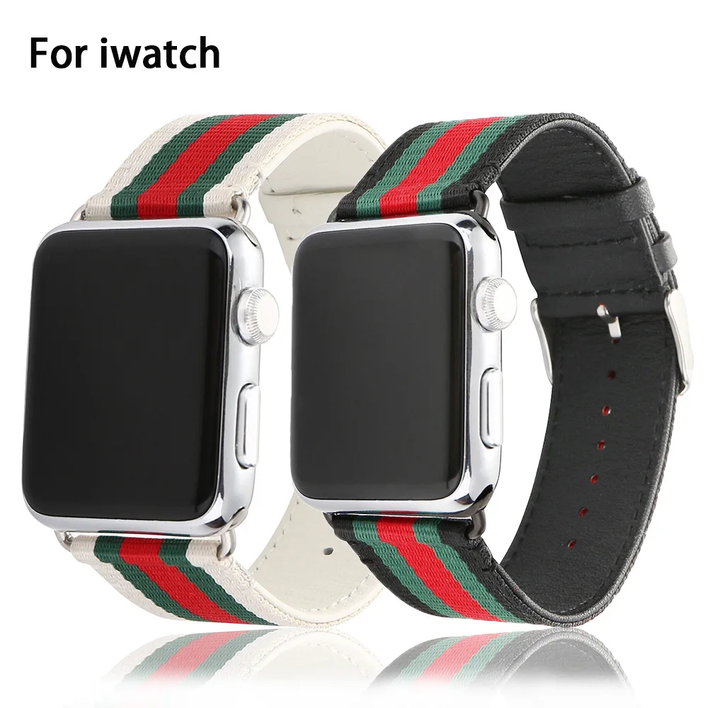 

Ремешок нейлоновый для Apple Watch Band 7 SE 6 5 4 3, Классический тканевый браслет для IWatch Series 45 мм 44 мм 42 мм 41 мм 40 мм 38 мм