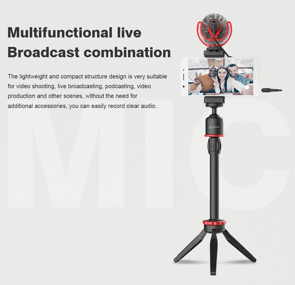 Купить BOYA BY-VG350 микрофон светодиодный светильник штатив Телефон Клип держатель комплект для смартфонов DSLR Камера ПК Vlog студийное видео в режиме ре...