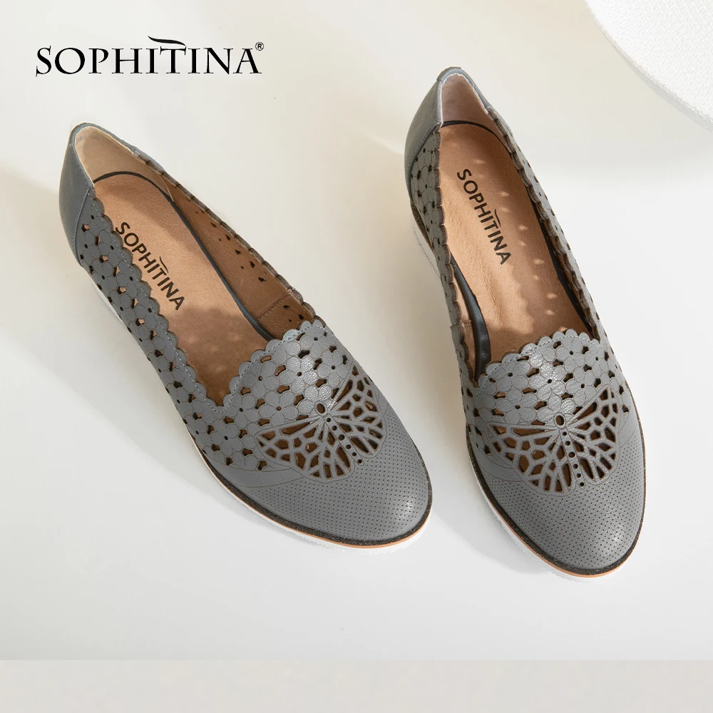 

SOPHITINA/Новинки 2019г.; Летние туфли для женщин с перфорациями; Новые женские туфли-лодочки на мягкой и удобной подошве; Повседневная обувь на вы...