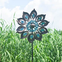 iron windmill solar powered light dual direction wind spinner outdoor garden lawn decor rotating windmill ornaments