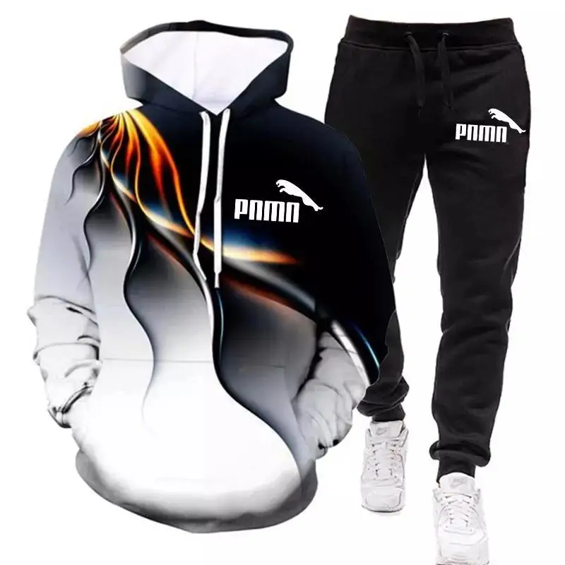 

New fashion men's spring and autumn Harajuku sportswear 2 sports suit jacket + pants sportswear men's jogging running sportswear