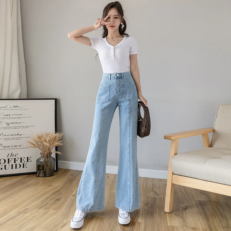 

Slightly Flared Jeans Women's High Waist Straight Pants Spring New Fashion Loose Figure Flattering Wide Leg Pants Summer