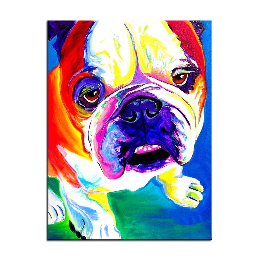 Картина маслом большого размера с принтом бульдог Стэнли настенная живопись