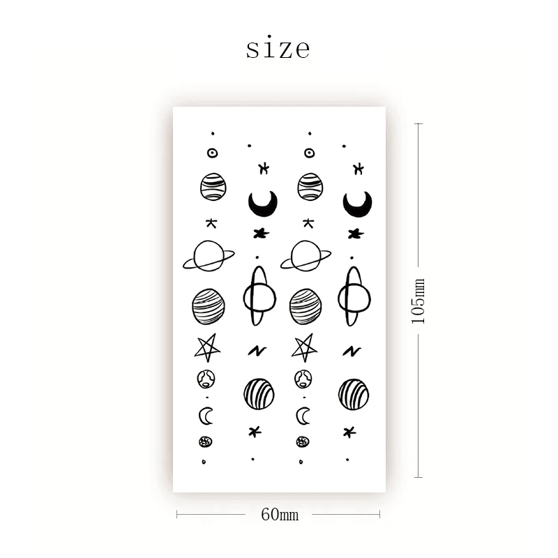 

Temporary Tattoo Stickers Black Stars Planet Interstellar Galaxy Fake Tattoos Waterproof Tatoos Hand Small Size for Women Men