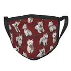 Многоразовая маска для лица West Highland Terrier Westie, Пылезащитная маска против смога для милых щенков и собак, защитный респиратор, маска для рта