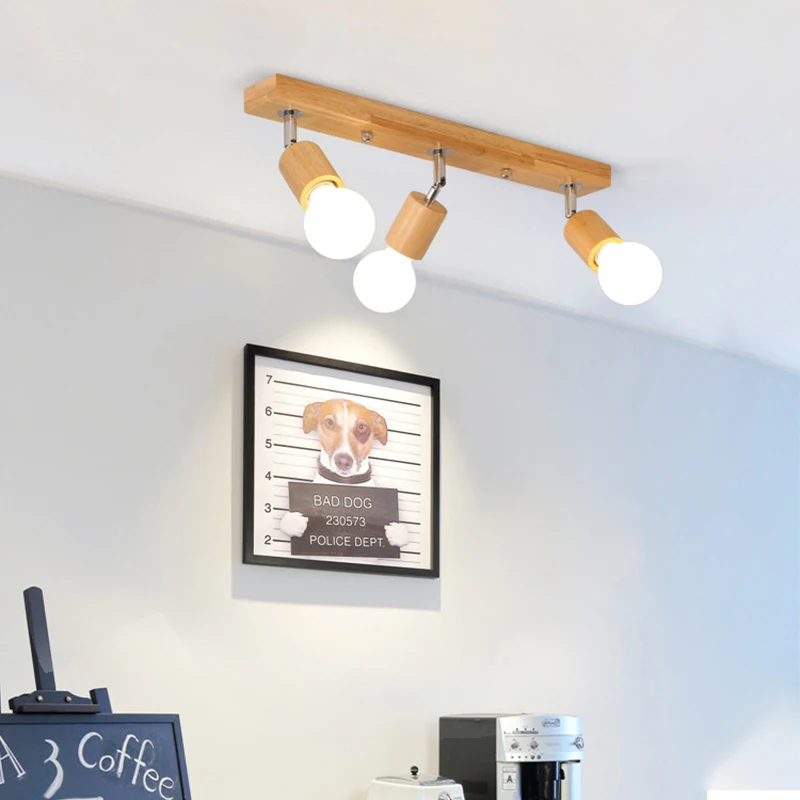 

Adjustable LED Light Modern Mounted Hanging Lamp Wooden Base Ceiling Lamp Wood Kitchen Led Ceiling Light Wooden E27 Wall Lamp