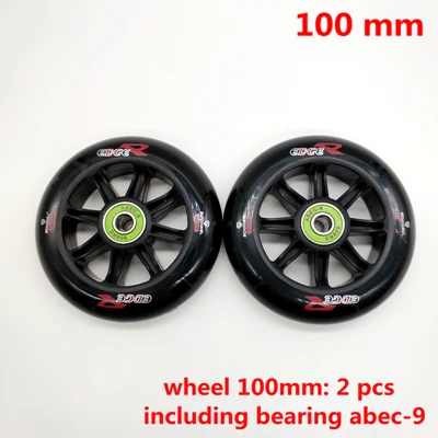 Колеса скутера 100*24 мм 2 шт./лот подшипники ABEC-9 110 мм - Цвет: black 100x24 abec-9