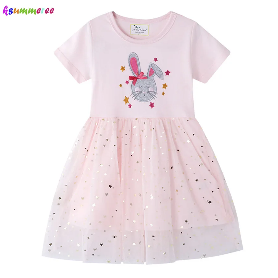 Новые платья-пачки принцессы с милым кроликом для девочек Летняя одежда Мягкое
