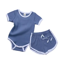 summer baby girls clothes set baby romper short 2pcs cotton infant baby boy jumpsuit solid 4 colors baby ropa clothing costume