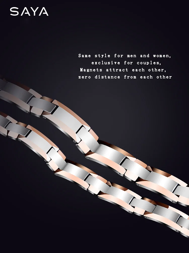 Rose Gold Plating Tungsten Carbide Bracelet With Magnetic Stone, Free Shipping, Customized