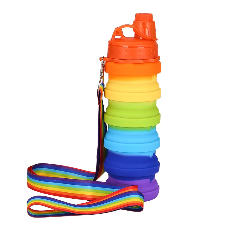 

LGBT Pansexual Bisexual Asexual Gay Rainbow Colorful Silicone Outdoor Sports Water Cup