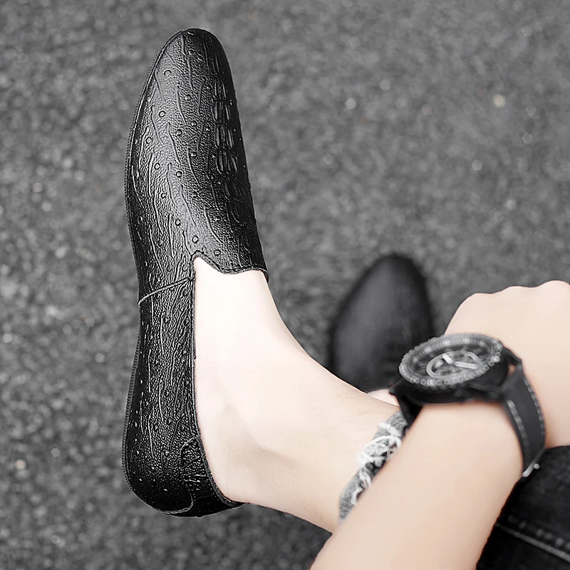 Туфли мужские из натуральной кожи роскошные брендовые дышащие мокасины без