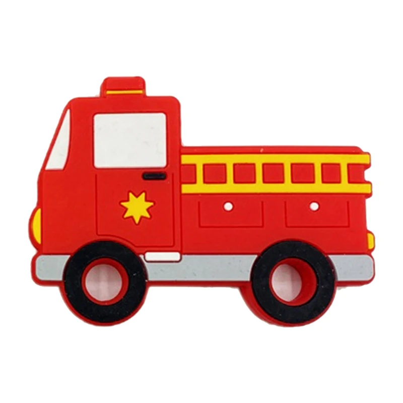 

Cartoon Baby Teether Silicone Fire Engine Beads Soother Molar Toys Newborn Infant Teething Shower Gifts