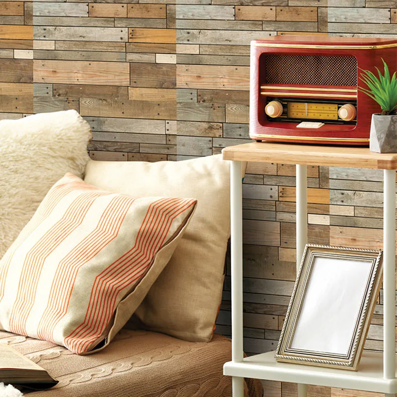 Винтажная деревянная полоса 3D стерео Наклейка на стену для гостиной кабинета