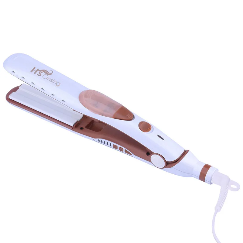 

2 In 1 Ceramic Steam Straightening Iron Brush Curling LED Display Hair Straightener Temperature Control Flat Iron Hair Styler