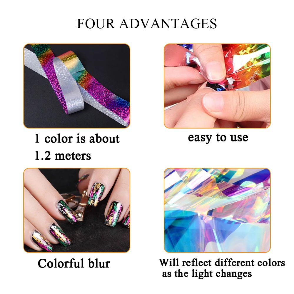 Yayoge Nail Sticker Decorations Snowflake Holographic Foils Art Transfer Foil Starry sky Decoration Manicure | Красота и здоровье