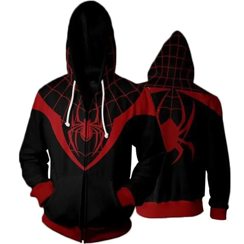 Miles Morales/толстовка унисекс с капюшоном; мужские толстовки на молнии; Топ; толстовка; куртка; пальто для взрослых мужчин