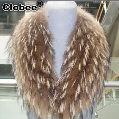Зимний воротник из натурального меха енота Женское пальто для шарфов Новый
