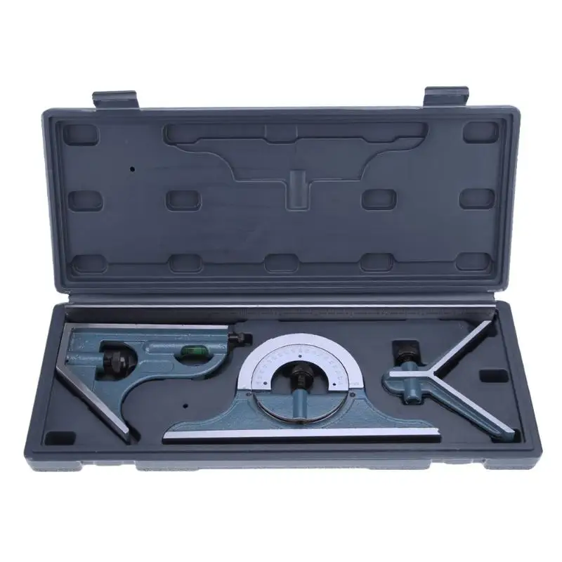 Угловая линейка 3 в 1 угловой транспортир 180 градусов с чемоданом измерительный