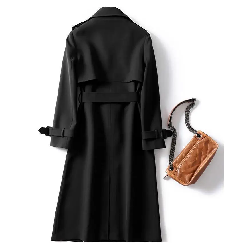 

2021 Spring New Arrival Women's Long Coat Female Double Brasted Slim Windbreaker Korean Belted Trench Coat Ladies Outwear