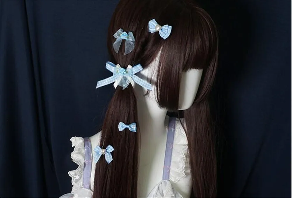 Женская заколка для волос в клетку Классическая с бантом боковая косплея B964 |