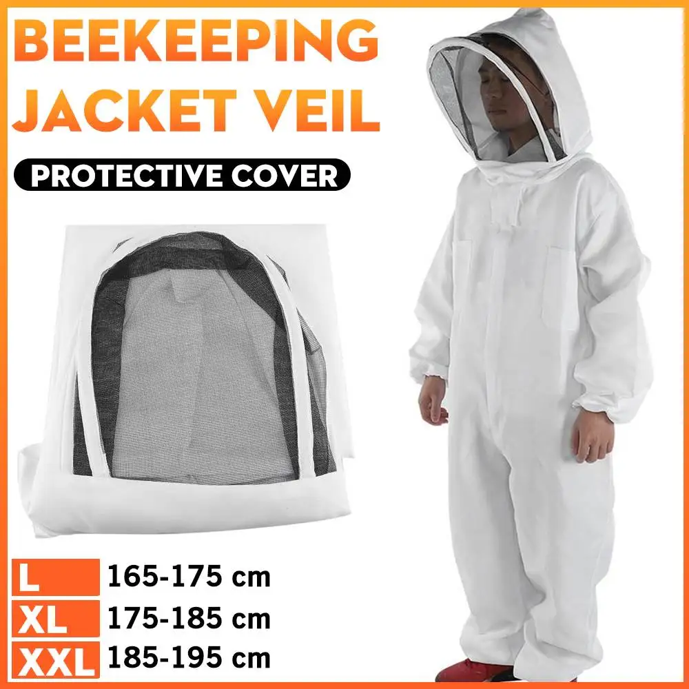 

3 Size Cotton Hooded Beekeeping Suit Veil Hat Jacket Protective Coverall Full Body Cover Beekeepers Costume apicultura Equipment