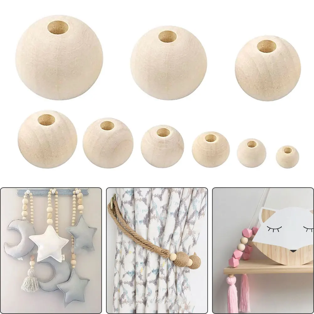 

10-200pcs DIY 6-25mm Natural Wood Beads Round Spacer Wooden Pearl Lead-Free Balls Charms For Jewelry Making Handmade Accessories