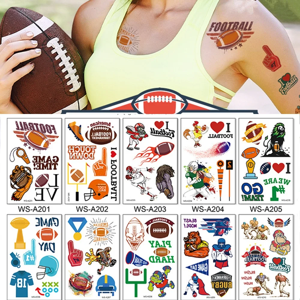10 видов татуировок для регби Одноразовые наклейки макияжа лица соревнований