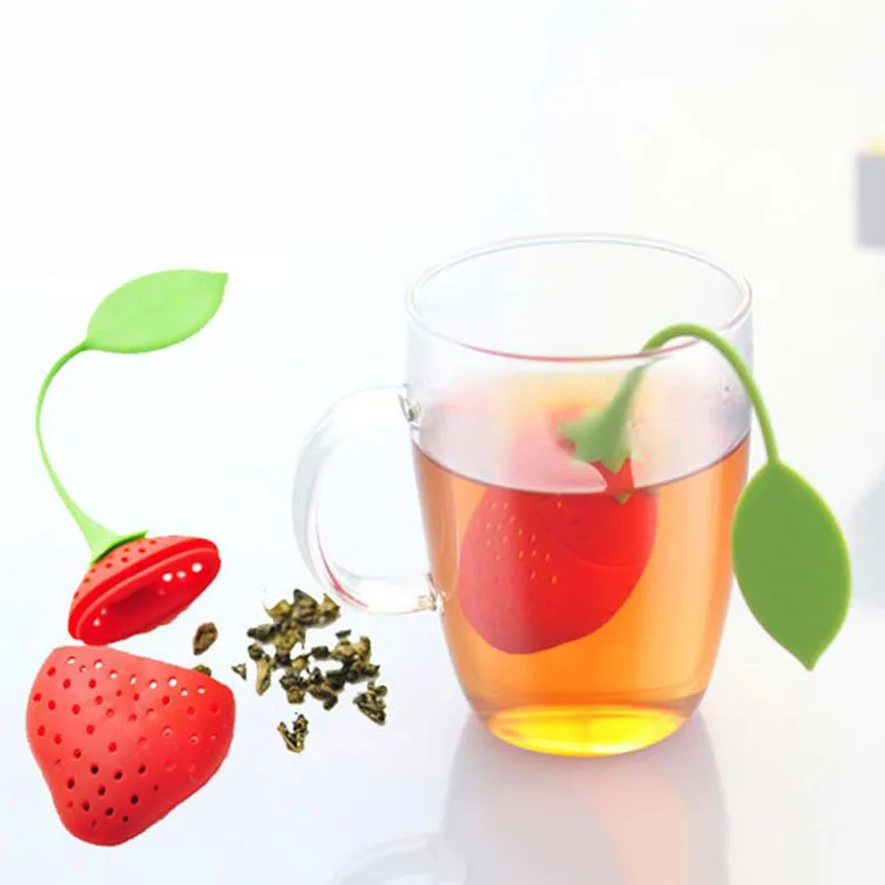 Силиконовый ситечко для чая милая в форме клубники чайный пакетик кухонный набор