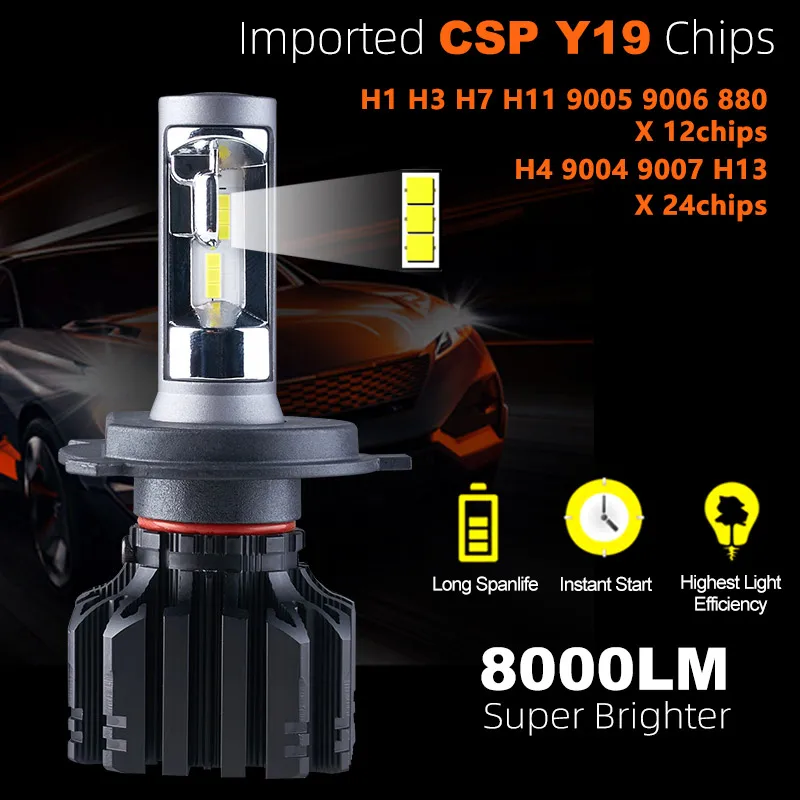 

Car Headlight H4 H7 LED 3000K 4300K 6500K 8000K H1 H3 H8 H9 H11 9005 9006 HB3 HB4 880 881 LED Bulb Auto Fog Light