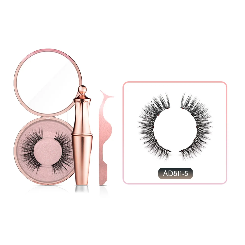 AD811 set 5 Magnetic Eyelashes natural False Eyelashes Magnet Lashes Magnetic Liquid Eyeliner& Magnetic False Eyelashes& Tweezer Set - Цвет: AD811 set