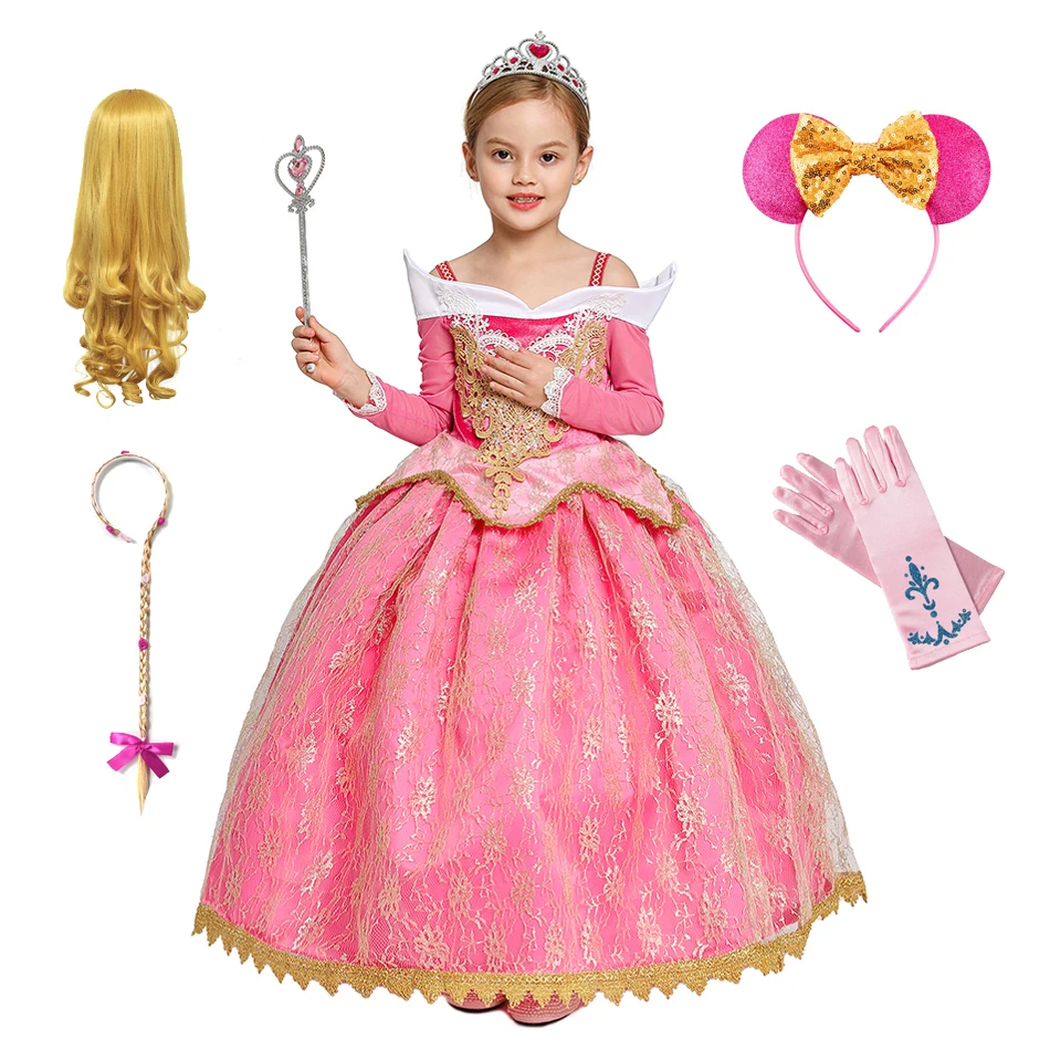 

Girls Aurora Dress Halloween Cosplay Sleeping Beauty Princess Dresses Christmas Costume Party Birthday Gift
