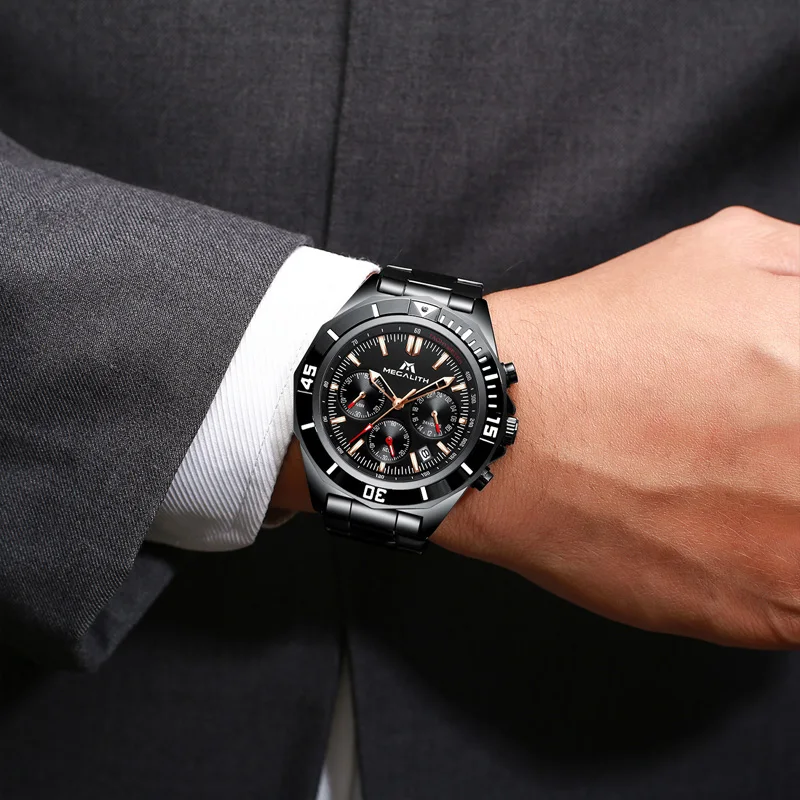 MEGALITH Montre Homme 2020 Лидирующий бренд кварцевые мужские часы наручные
