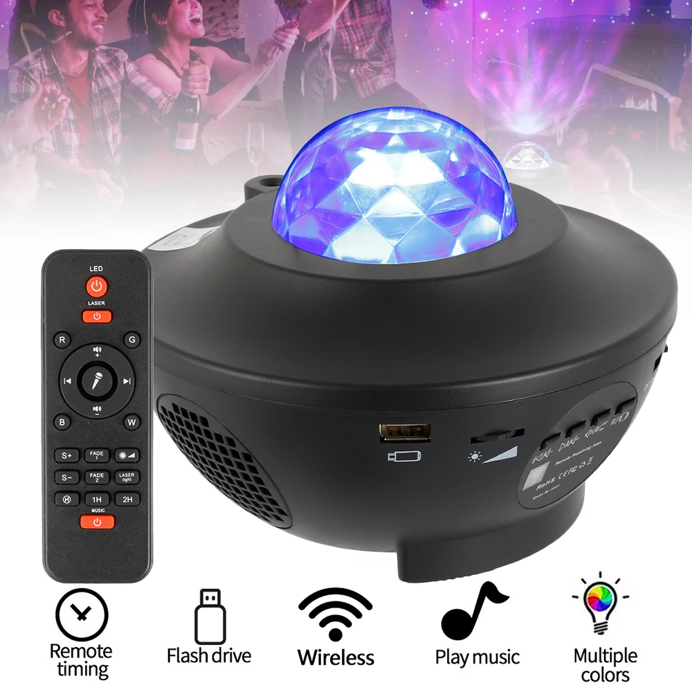 USB музыкальный Звездный прожектор Ночной светильник Bluetooth водяной волнистый