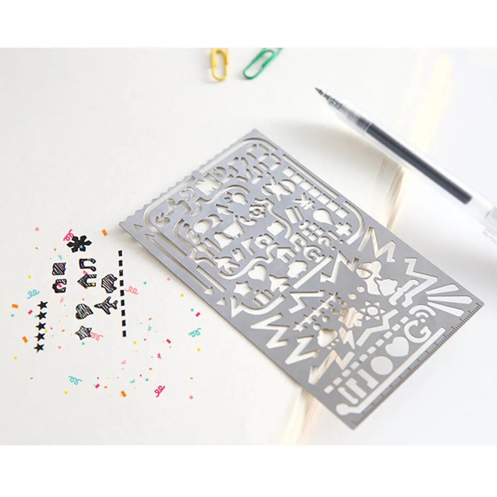 

Multifunctional Stainless Steel Hollow Ruler Cat Geometric Figure Drawing Stencils Templates Metal Ruler Diy Tool Diary Template