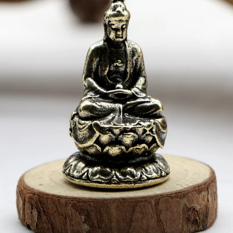 Антикварные фигурки гуанина бодхисаттвы из твердой латуни в стиле ретро медное